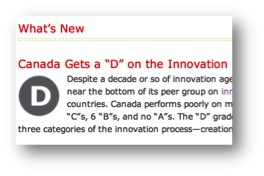 How Canada Performs - Innovation - courtesy of the Conference Board of Canada